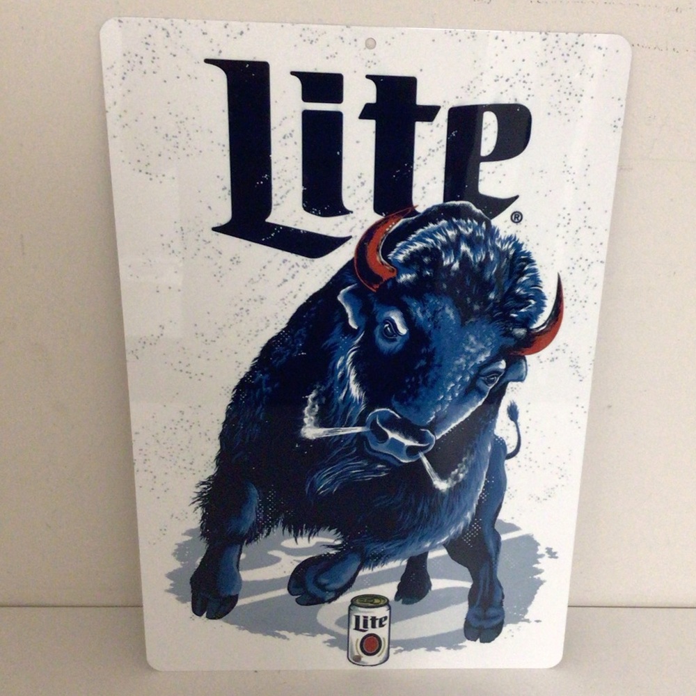 COPY - Buffalo Bills NFL Miller Lite Metal beer display sign